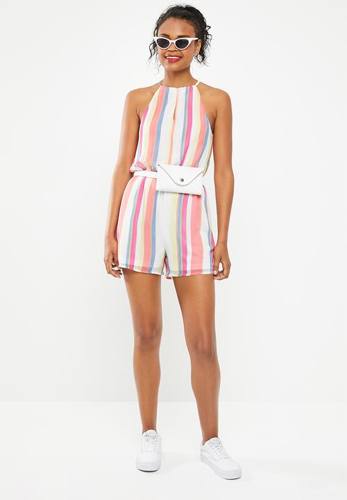 Superbalist - Stripe hi neck romper - multi stripe