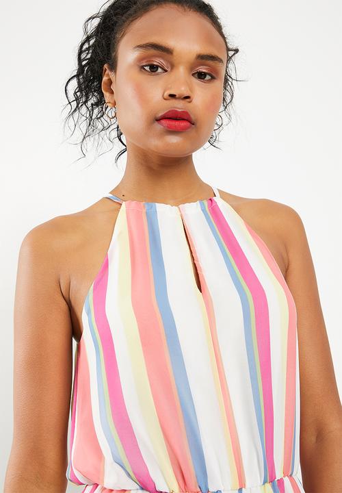 Superbalist - Stripe hi neck romper - multi stripe