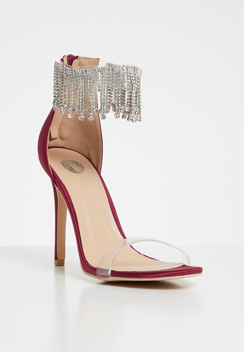 Footwork - Embellished ankle strap heels - burgundy