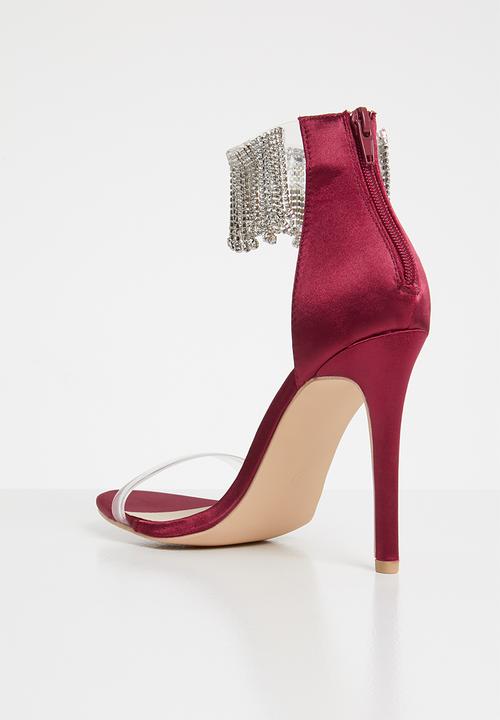 Footwork - Embellished ankle strap heels - burgundy