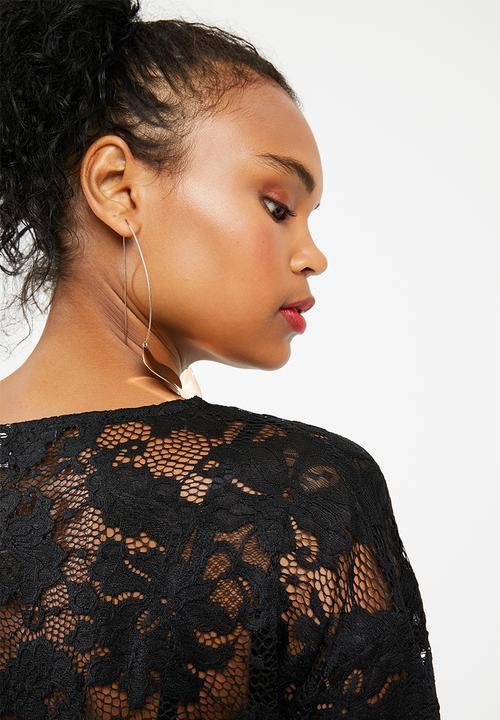 Jacqueline de Yong - Juan short sleeve lace top - black