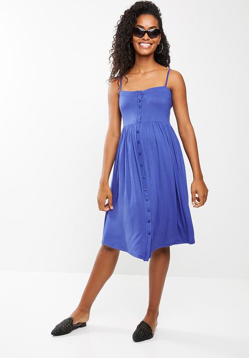 edit Maternity - Button down sun dress - blue