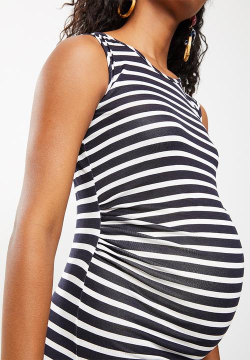 edit Maternity - Tank style dress - navy & white