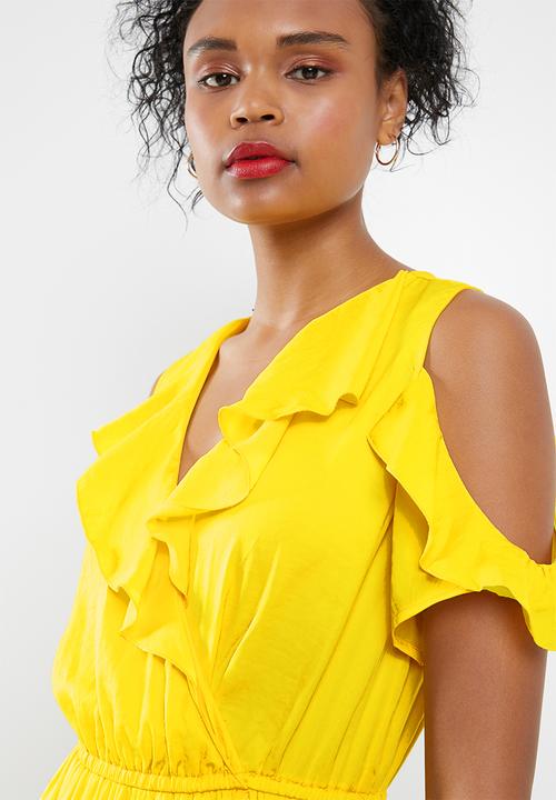 ONLY - Mira frill maxi dress - yellow