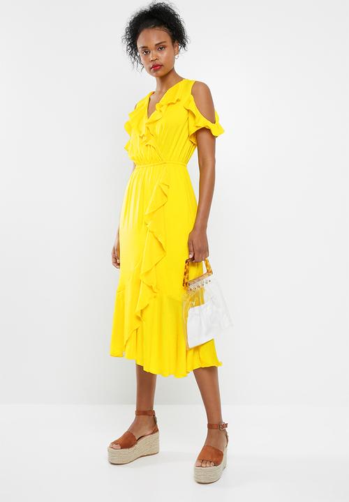 ONLY - Mira frill maxi dress - yellow