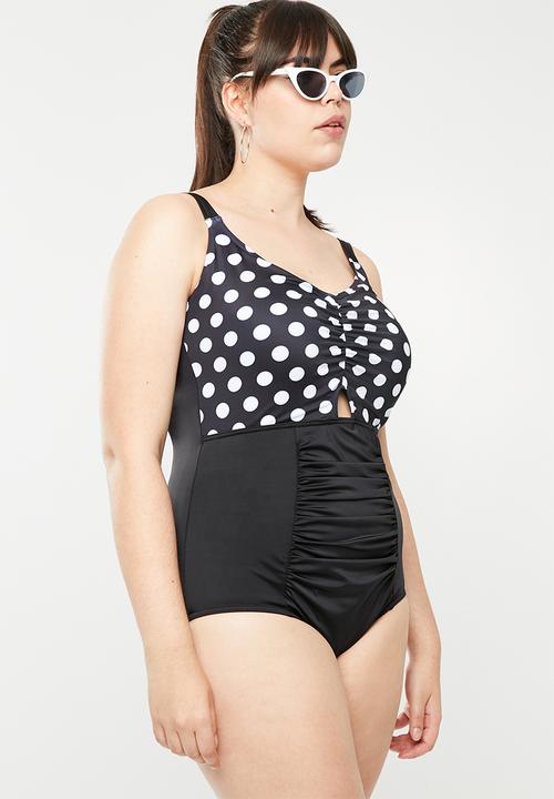 Plus-Fab - Polka dot one piece - black & white