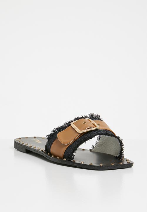 Plum - Buckle detail sandals - tan & black 