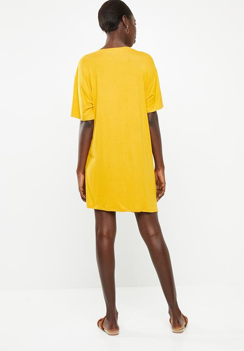 Superbalist - T-shirt dress with tie front - yellow