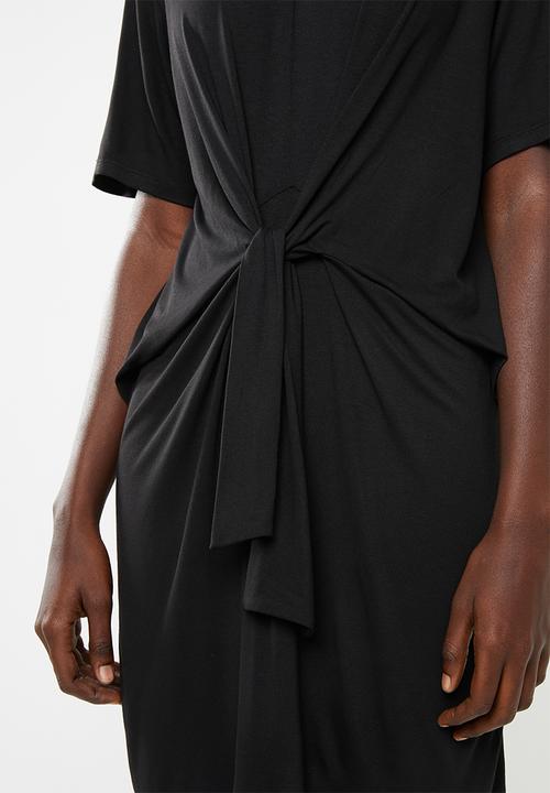 Superbalist - T-shirt dress with tie front - black