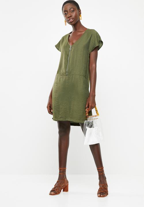 Superbalist - Zip detail shift dress - khaki green