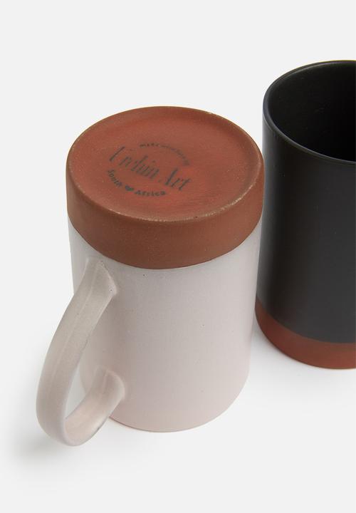 Urchin Art - Element mug set of 2 - black/pink