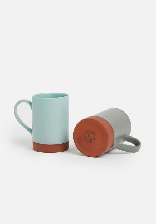 Urchin Art - Element mug set of 2 - blue/grey