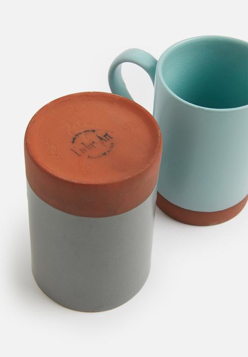 Urchin Art - Element mug set of 2 - blue/grey