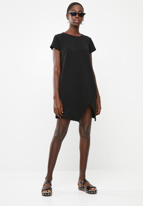 Superbalist - Wrap front detail shift dress - black