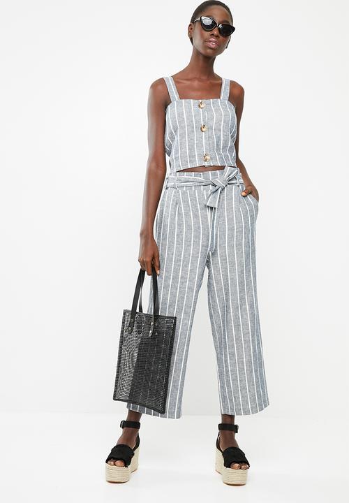 Superbalist - Woven boxy button front cami - blue stripe 