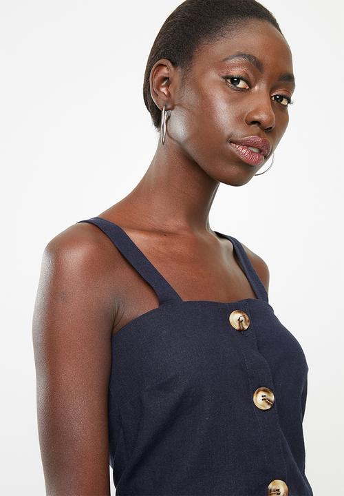Superbalist - Woven boxy button front cami - navy