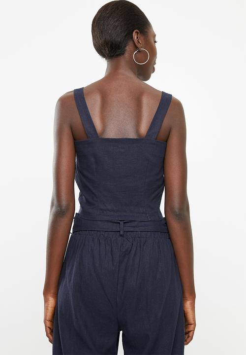 Superbalist - Woven boxy button front cami - navy