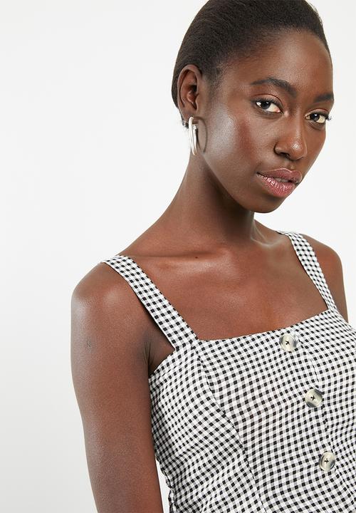 Superbalist - Button through cami top - black & white