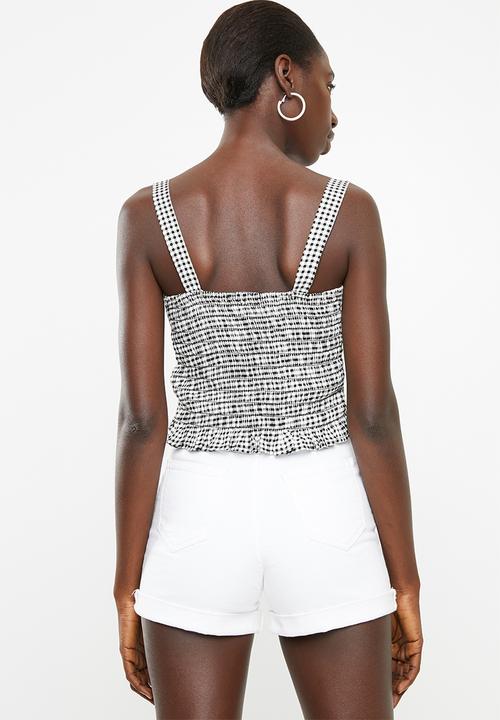 Superbalist - Button through cami top - black & white