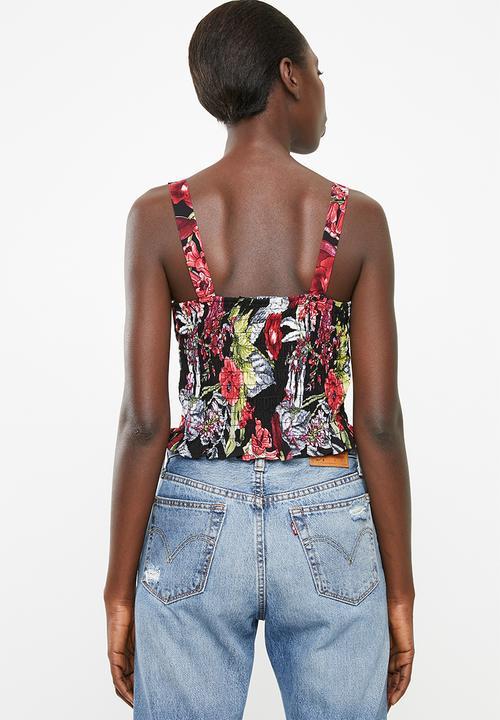 Superbalist - Button through cami top - black floral