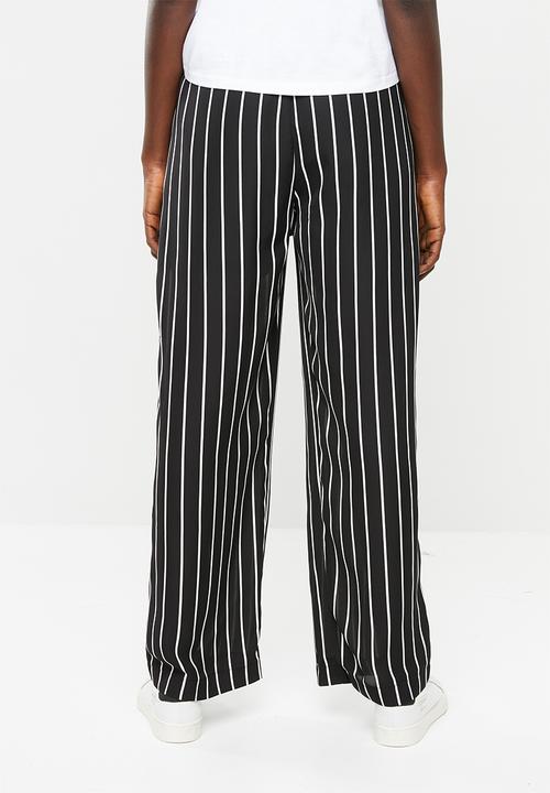 Superbalist - Wide leg pant - black and white stripe