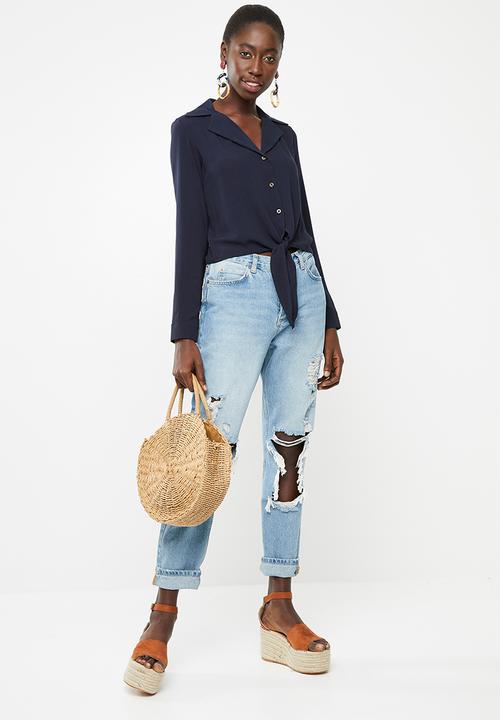 Superbalist - Tie front shirt - navy
