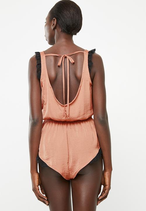 Superbalist - Sleep lace detail teddy - bronze