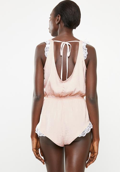 Superbalist - Sleep lace detail teddy - dusty pink 