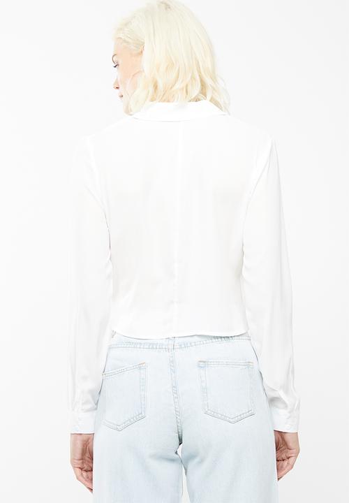 Missguided - Wrap over tie side blouse - white