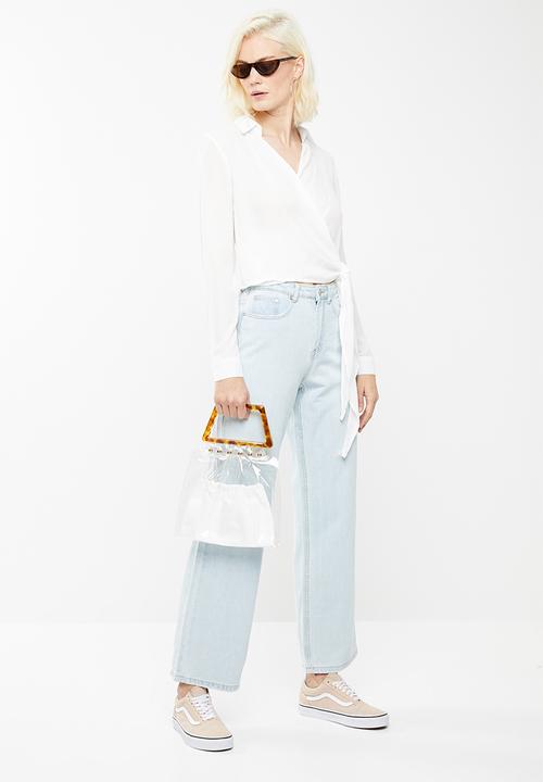 Missguided - Wrap over tie side blouse - white
