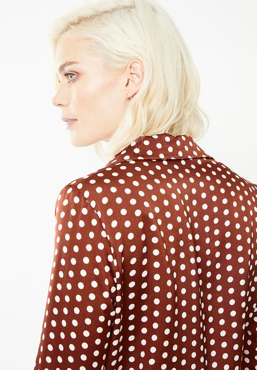 Missguided - Spot print blazer bodysuit - brown