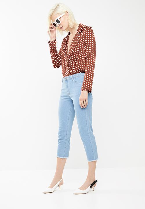 Missguided - Spot print blazer bodysuit - brown