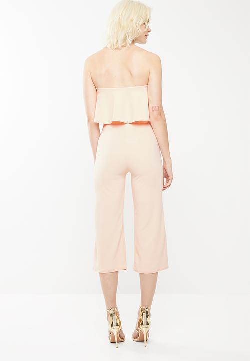 Missguided - Double layer culotte jumpsuit - peach