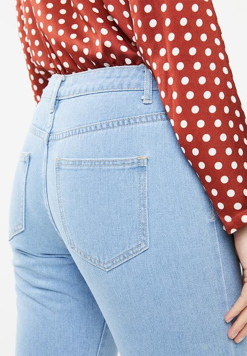 Missguided - Mid rise cropped straight leg jean - blue