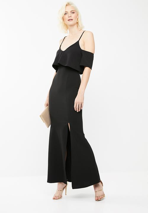 Missguided - Strappy frill fishtail dress - black