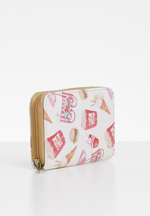 Pop Candy - Printed purse - cream & pink 