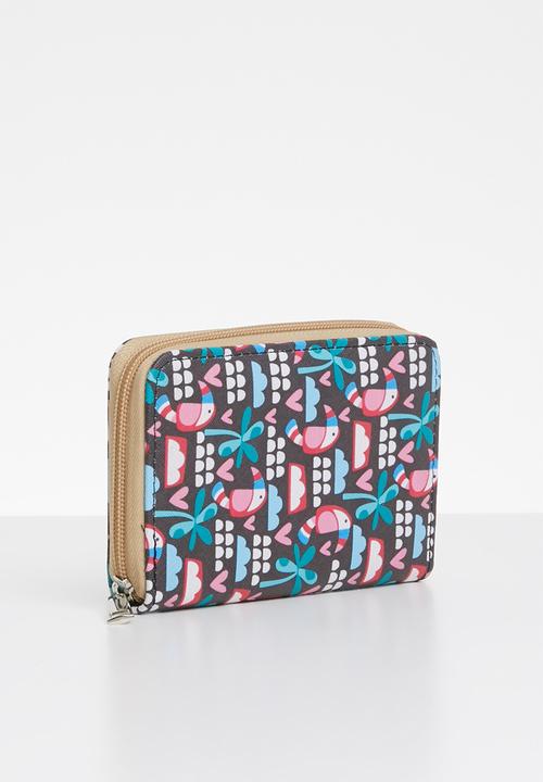 Pop Candy - Printed purse - charcoal & pink 