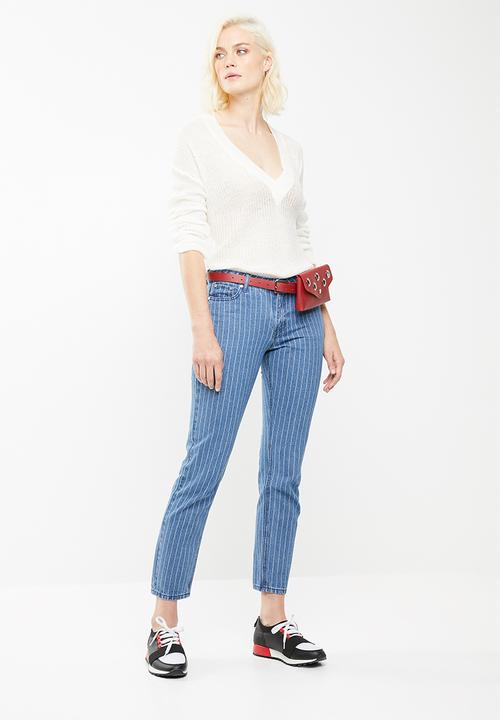 Missguided - Lust low rise pinstripe boyfriend jean - blue