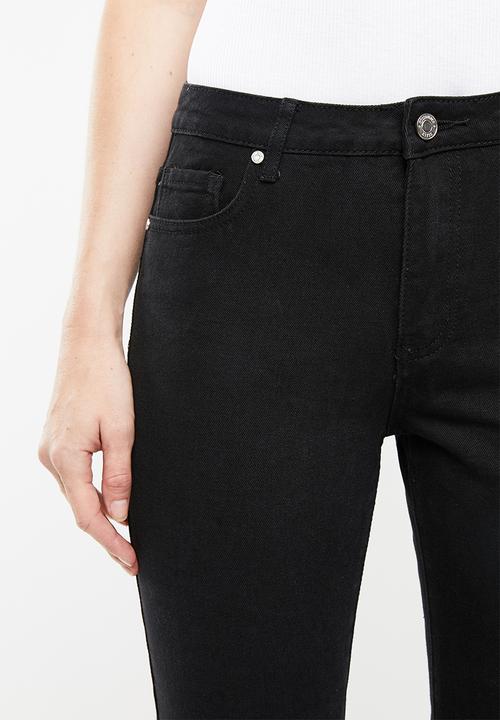Missguided - Mid rise cropped straight leg jean- black