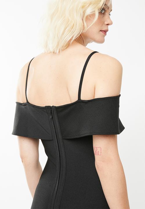 Missguided - Rib binding detail bandage mini dress - black