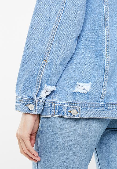 Missguided - Oversized boyfriend fit denim jacket - blue