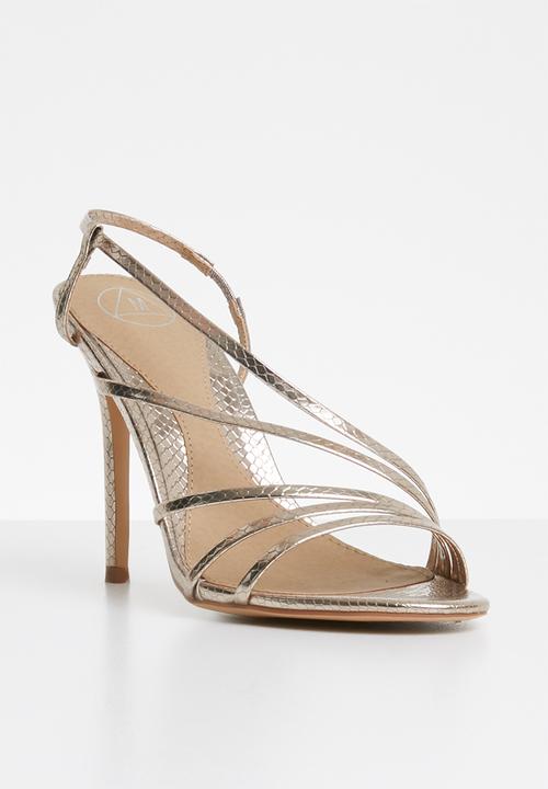Missguided - Asymmetric multi strap heel sandal - gold