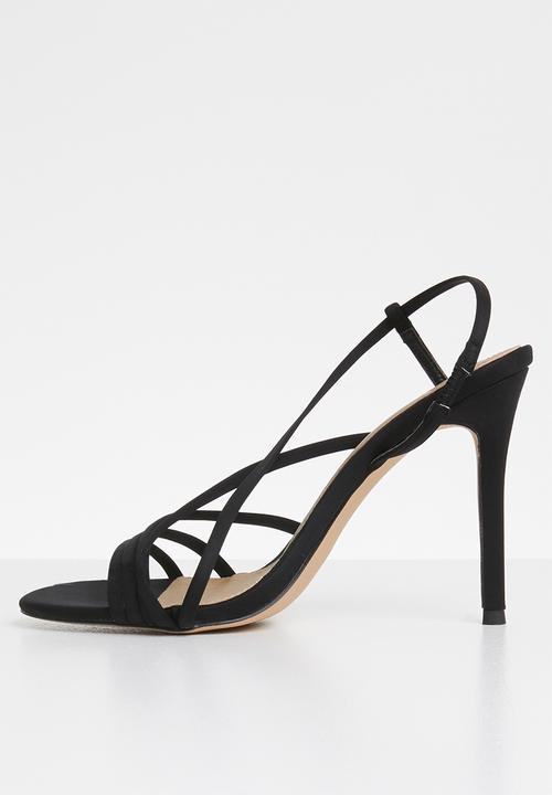Missguided - Asymmetric multi strap heel sandal - black