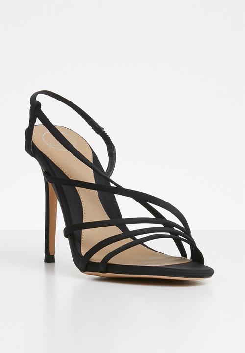 Missguided - Asymmetric multi strap heel sandal - black