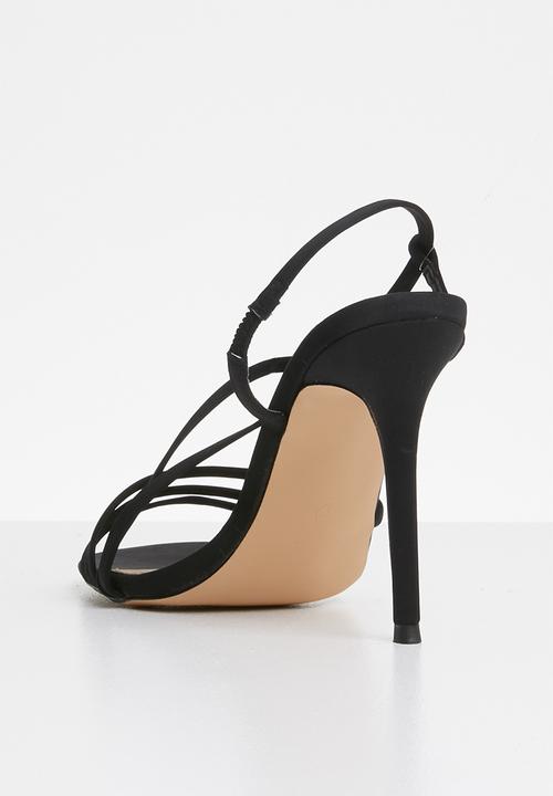 Missguided - Asymmetric multi strap heel sandal - black