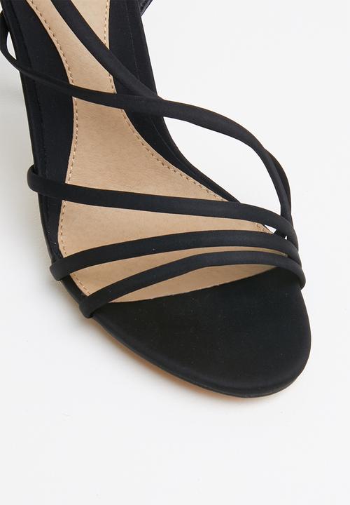 Missguided - Asymmetric multi strap heel sandal - black