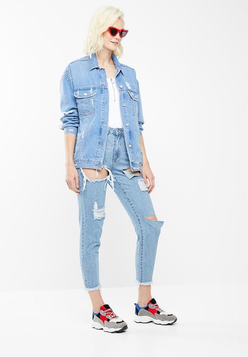 Missguided - Oversized boyfriend fit denim jacket - blue