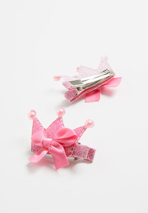 Pop Candy - Crown detailed hair clips - pink