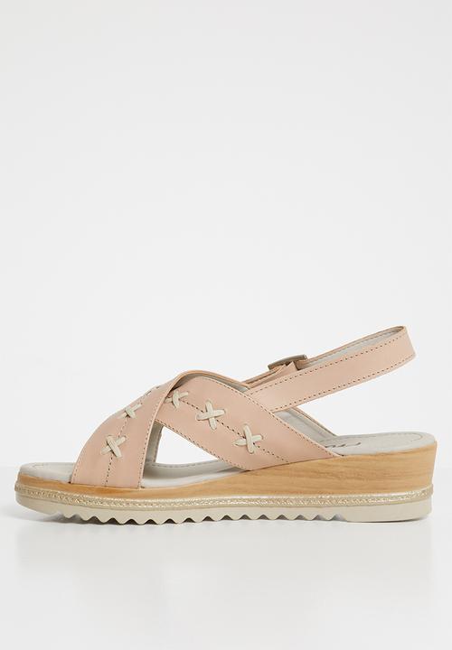 Phelan - Slingback leather wedge - neutral