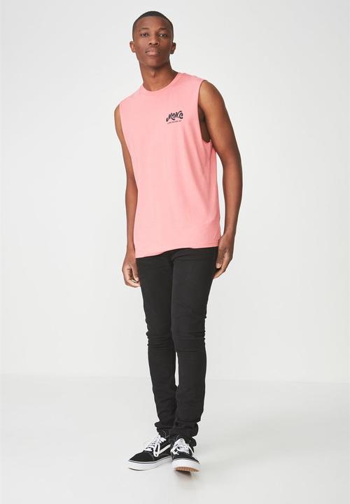 Cotton On - Tbar muscle tee honeysuckle - coral 